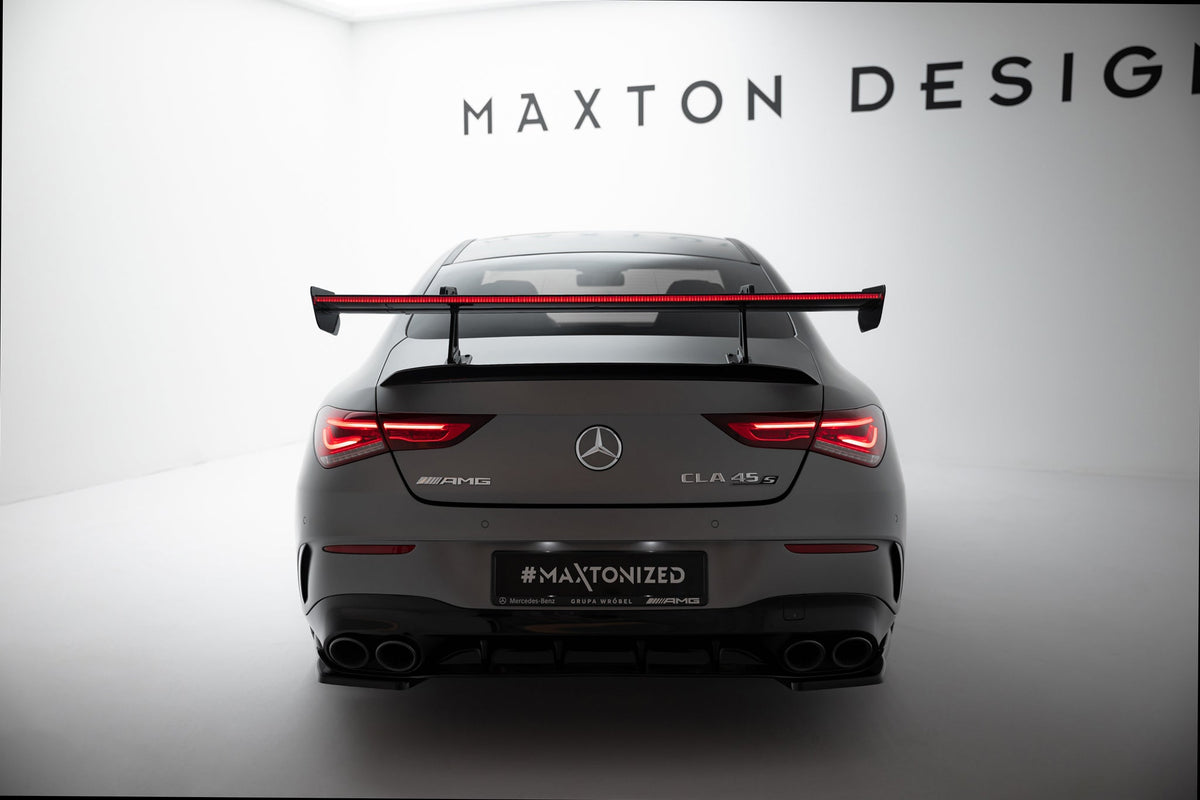 Alerón de carbono con soportes cuello de cisne + LED para Mercedes-Benz CLA Coupe C118 / C118 Facelift