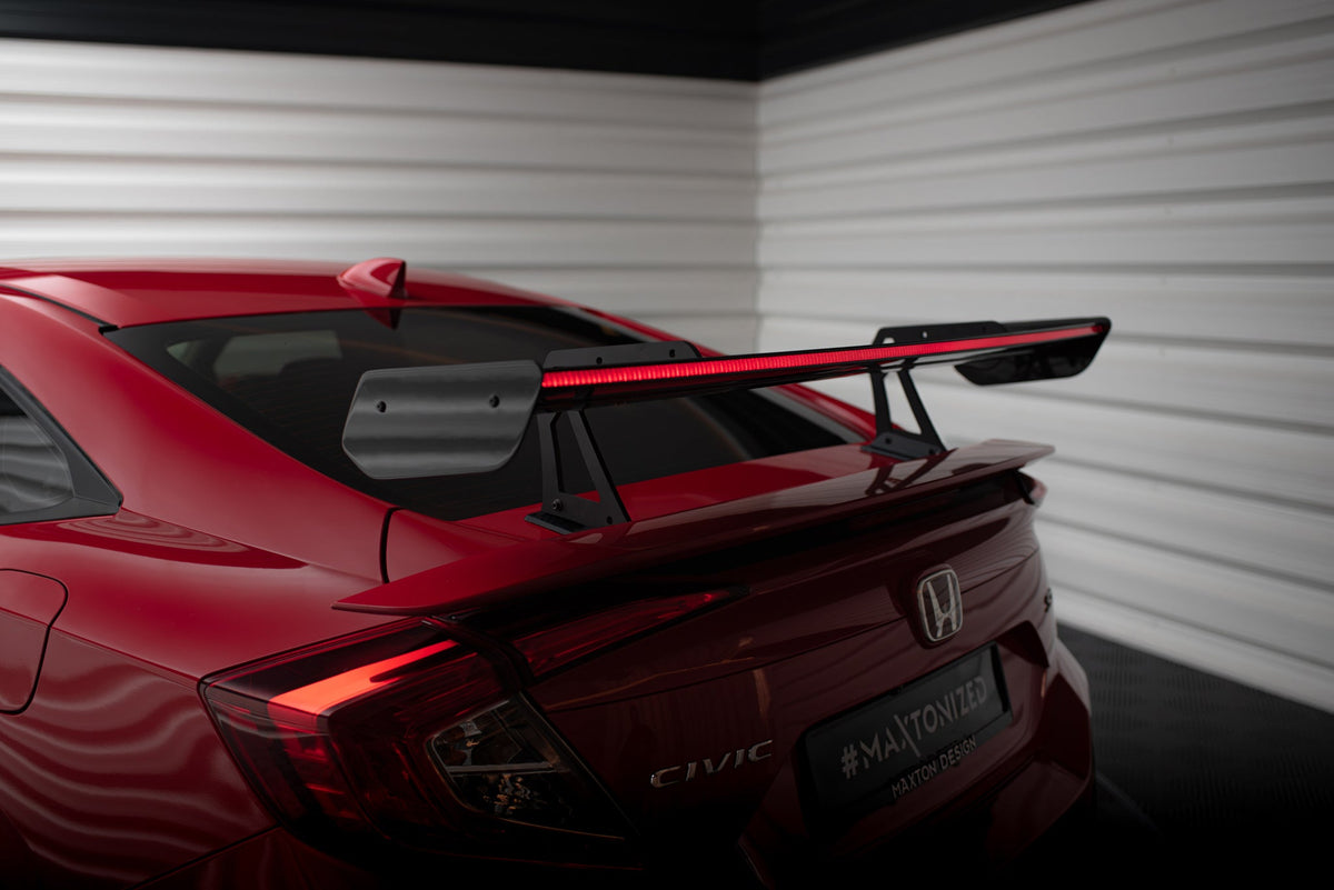 Alerón de carbono con soportes cuello de cisne + LED para Honda Civic SI Mk10