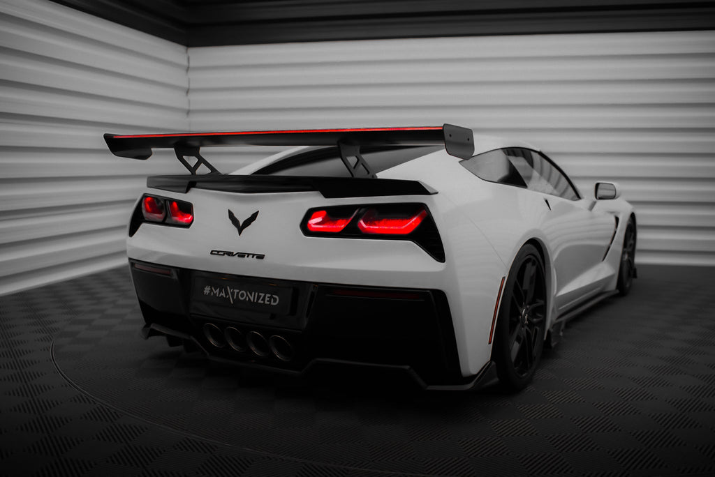 Alerón de carbono con soportes internos + LED para Chevrolet Corvette Stingray / Grand Sport C7