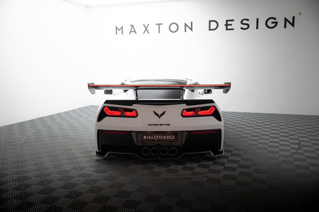 Alerón de carbono con soportes cuello de cisne + LED para Chevrolet Corvette Stingray / Grand Sport C7
