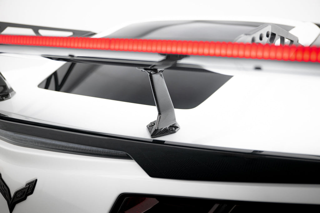 Alerón de carbono con soportes cuello de cisne + LED para Chevrolet Corvette Stingray / Grand Sport C7