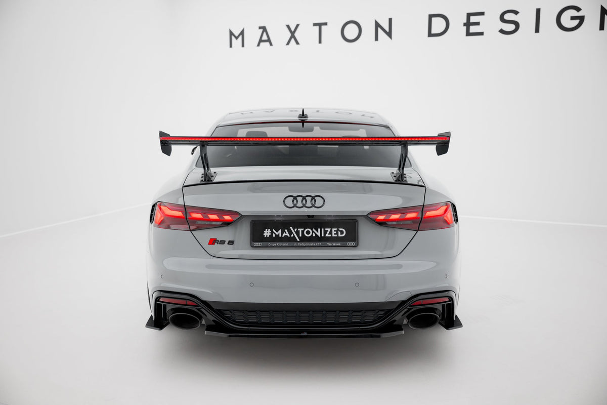 Alerón de carbono con soportes externos V.1 + LED para Audi A5 / A5 S-Line / S5 / RS5 Coupe F5 / F5 Facelift