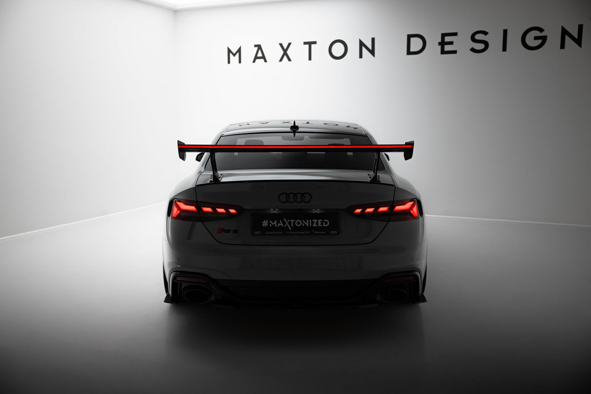Alerón de carbono con soportes externos V.1 + LED para Audi A5 / A5 S-Line / S5 / RS5 Coupe F5 / F5 Facelift