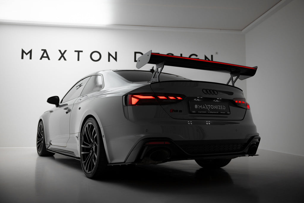 Alerón de carbono con soportes externos V.1 + LED para Audi A5 / A5 S-Line / S5 / RS5 Coupe F5 / F5 Facelift