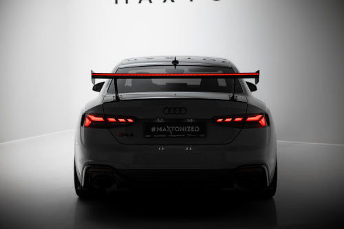 Alerón de carbono con soportes externos V.1 + LED para Audi A5 / A5 S-Line / S5 / RS5 Coupe F5 / F5 Facelift
