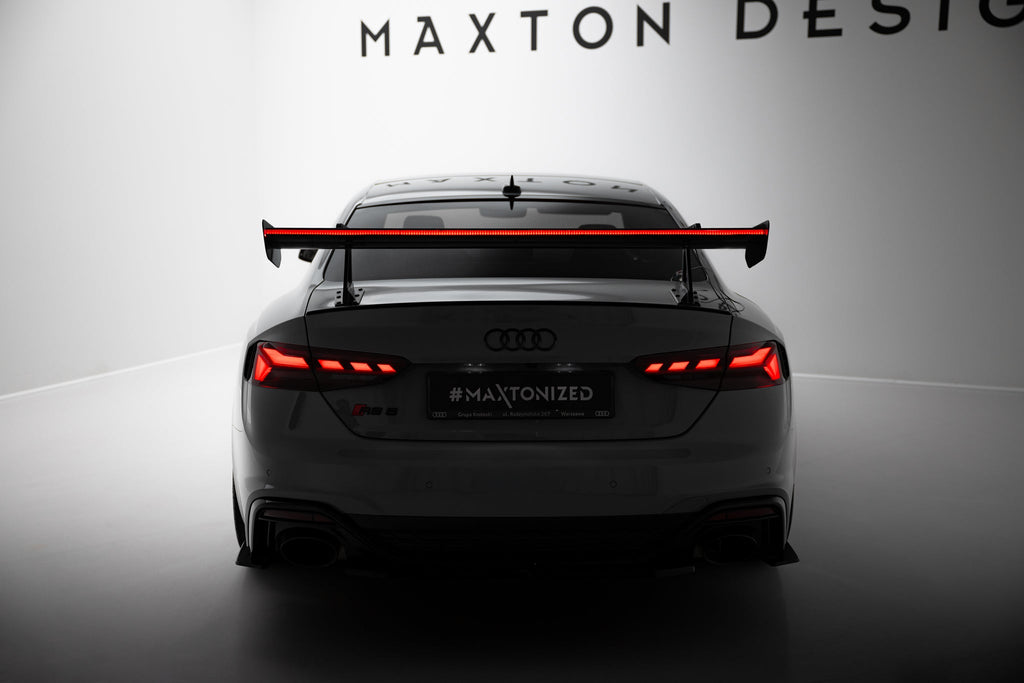 Alerón de carbono con soportes cuello de cisne + LED para Audi A5 / A5 S-Line / S5 / RS5 Coupe F5 / F5 Facelift