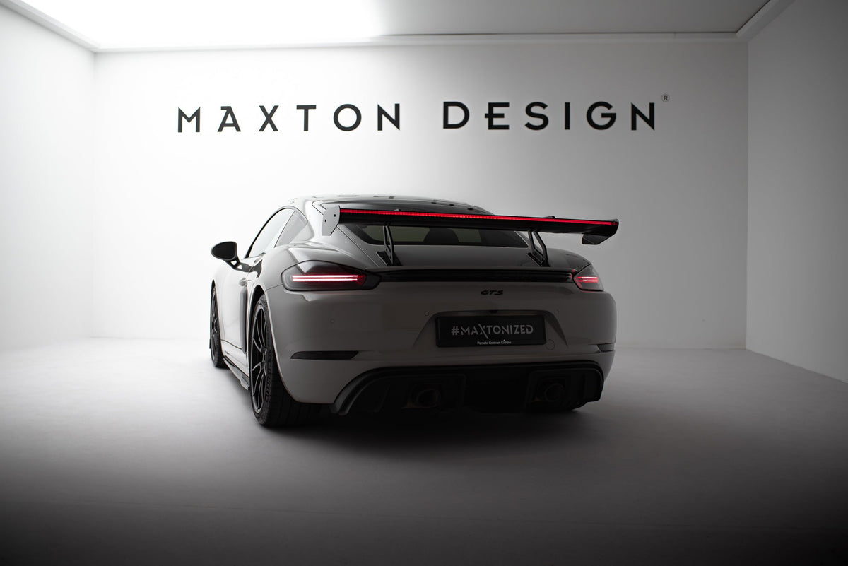 Alerón de carbono con soportes cuello de cisne V.2 + LED para Porsche 718 Cayman 982c