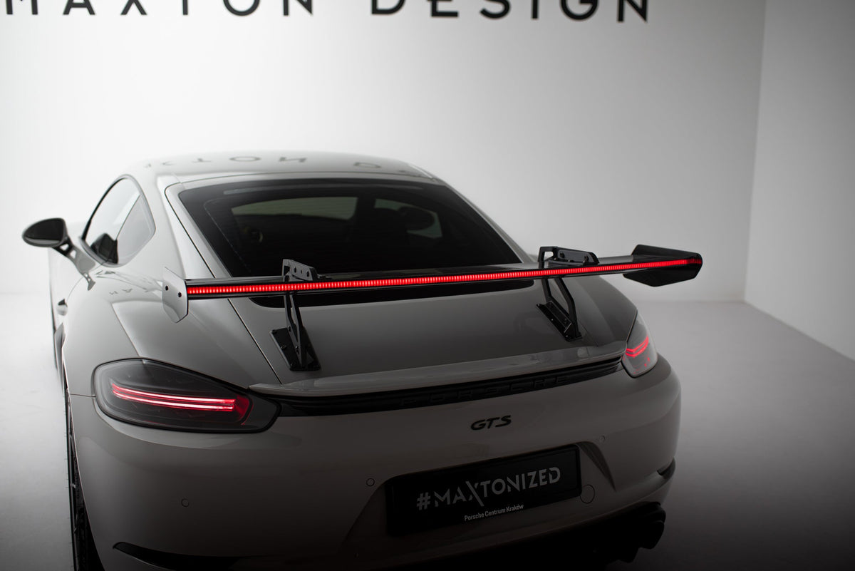 Alerón de carbono con soportes cuello de cisne V.2 + LED para Porsche 718 Cayman 982c