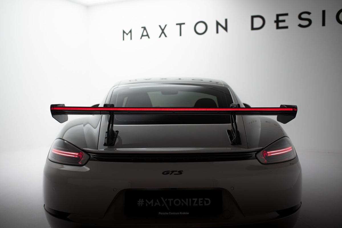 Alerón de carbono con soportes cuello de cisne V.2 + LED para Porsche 718 Cayman 982c