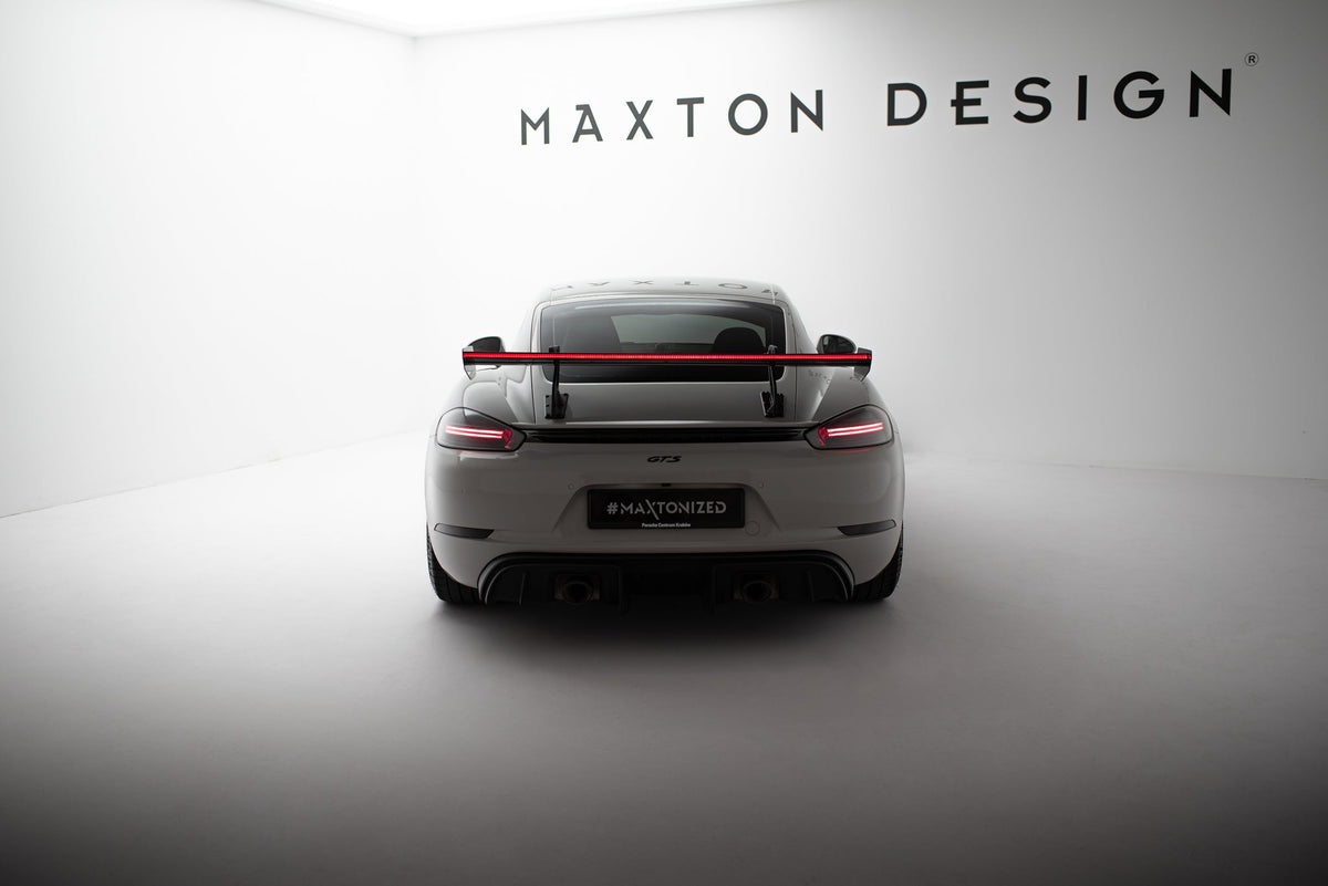 Alerón de carbono con soportes cuello de cisne V.2 + LED para Porsche 718 Cayman 982c
