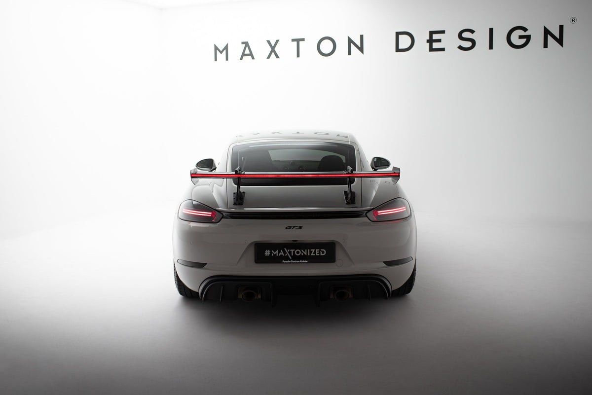 Alerón de carbono con soportes cuello de cisne V.1 + LED para Porsche 718 Cayman 982c