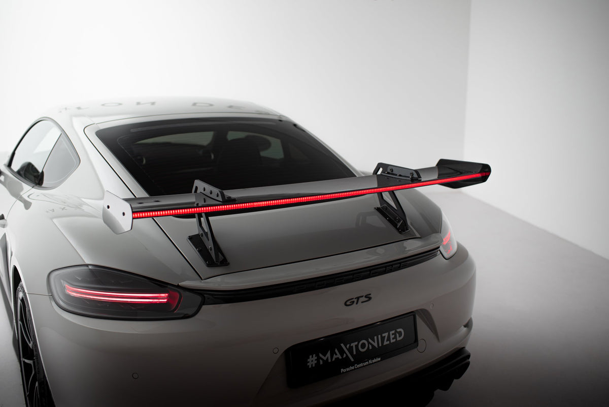 Alerón de carbono con soportes cuello de cisne V.1 + LED para Porsche 718 Cayman 982c