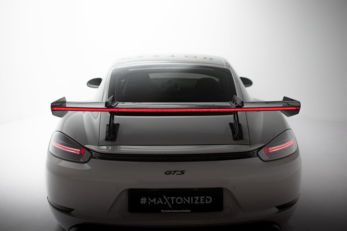 Alerón de carbono con soportes cuello de cisne V.1 + LED para Porsche 718 Cayman 982c