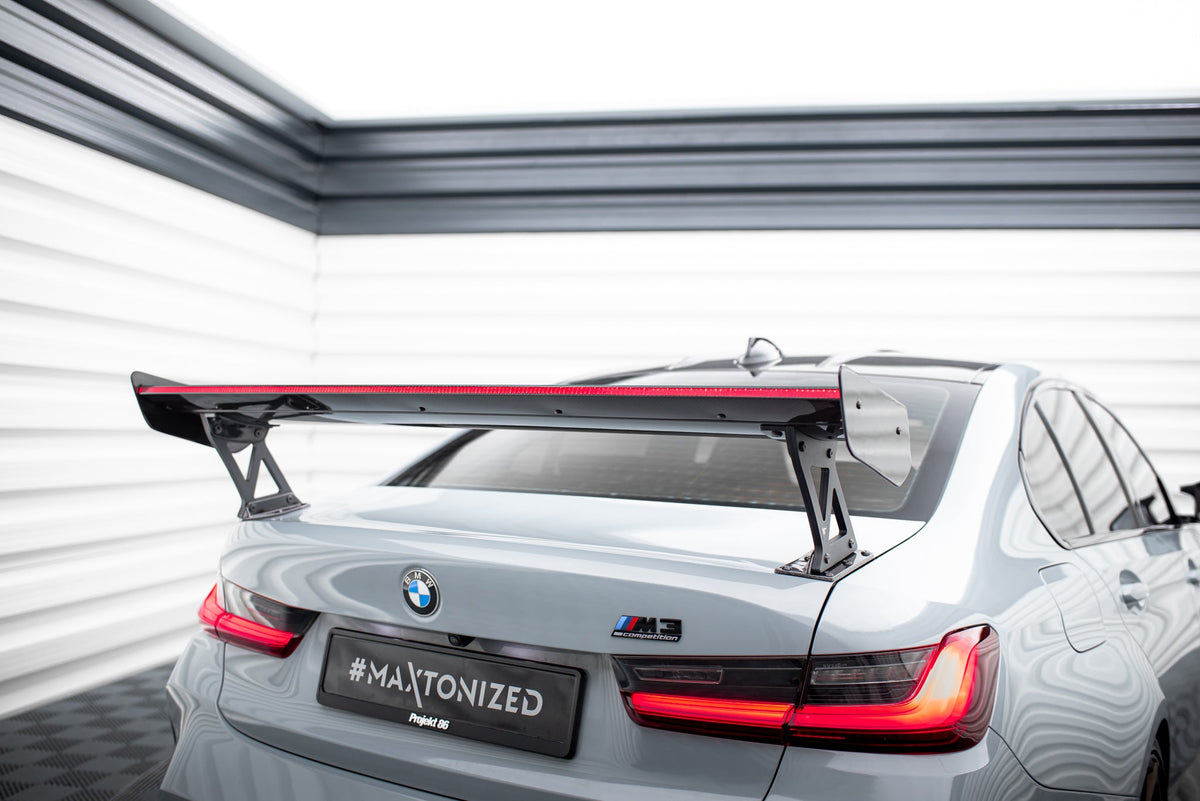 Alerón de carbono con soportes externos + LED para BMW M3 G80 / M340i G20 / 3 M-Pack G20 / 3 Standard G20