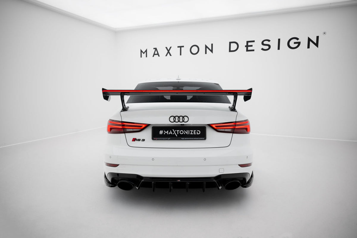 Alerón de carbono con soportes externos + LED para Audi A3 / A3 S-Line / S3 / RS3 Sedan 8V / 8V Facelift