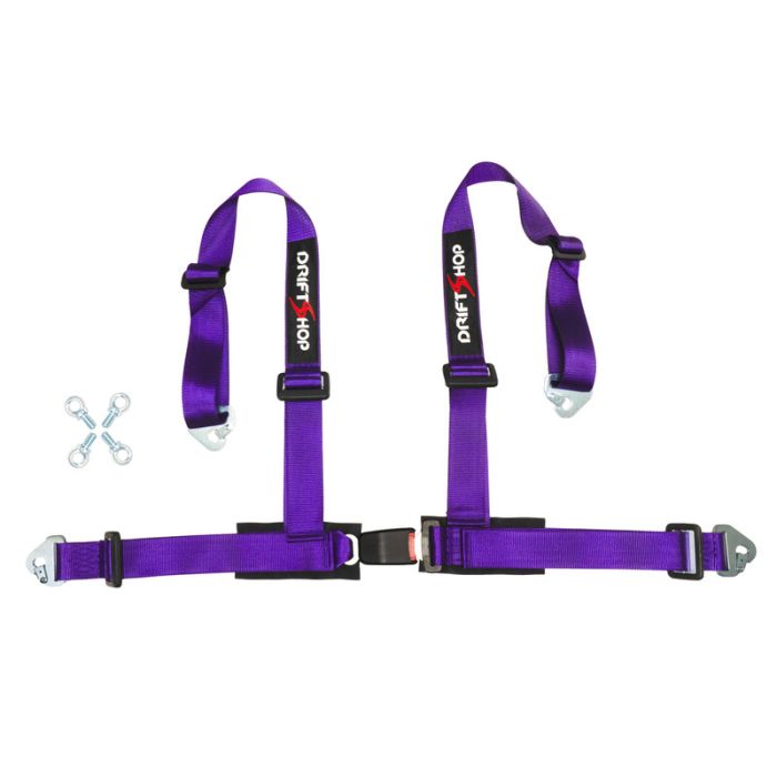 Arnés de 4 puntos DriftShop de 2" color morado, homologado para carretera (ECE)