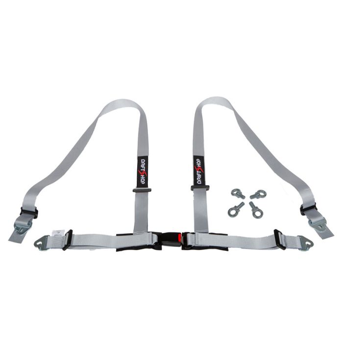 Arnés de 4 puntos DriftShop de 2" (5 cm), color gris, homologado para carretera (ECE)