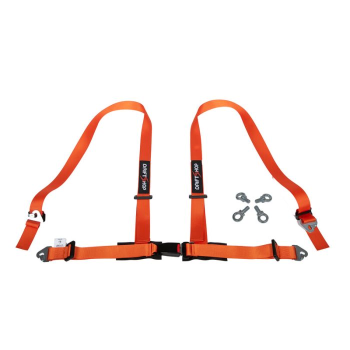 Arnés de 4 puntos DriftShop de 2" color naranja, homologado para carretera (ECE)