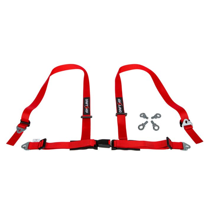 Arnés de 4 puntos DriftShop de 2" rojo, homologado para carretera ECE