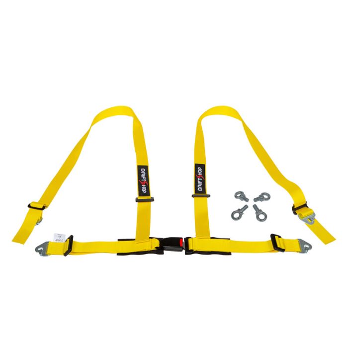 Arnés de 4 puntos DriftShop de 2" amarillo, homologado para carretera ECE