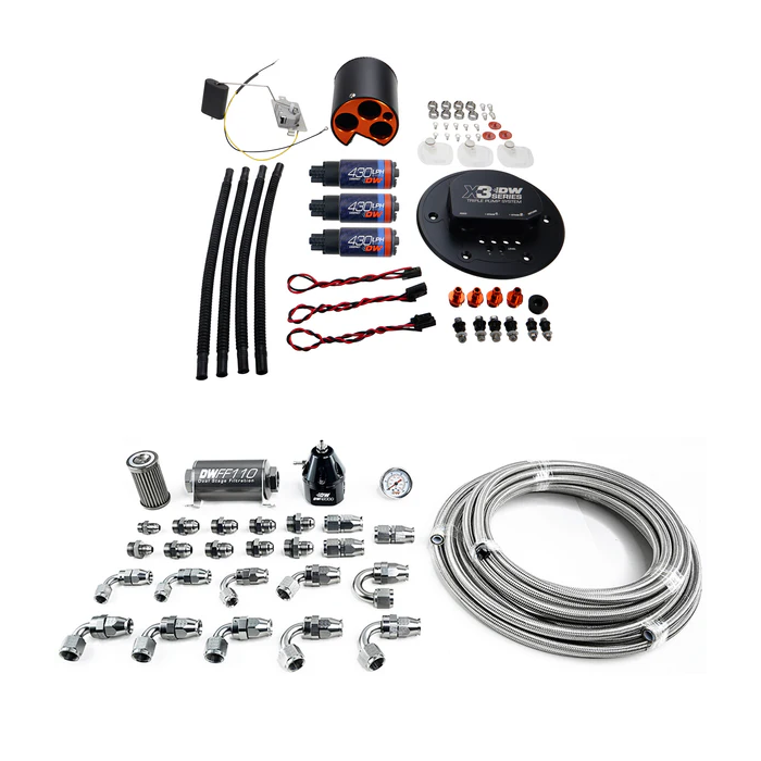 Módulo X3 con kit de tuberías de PTFE DW430c de DeatschWerks para Ford Mustang 1998-2004