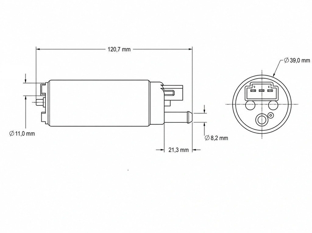 Bomba de combustible SPD de 340 L/h, color negro, para E85. (Offset-inlet)
