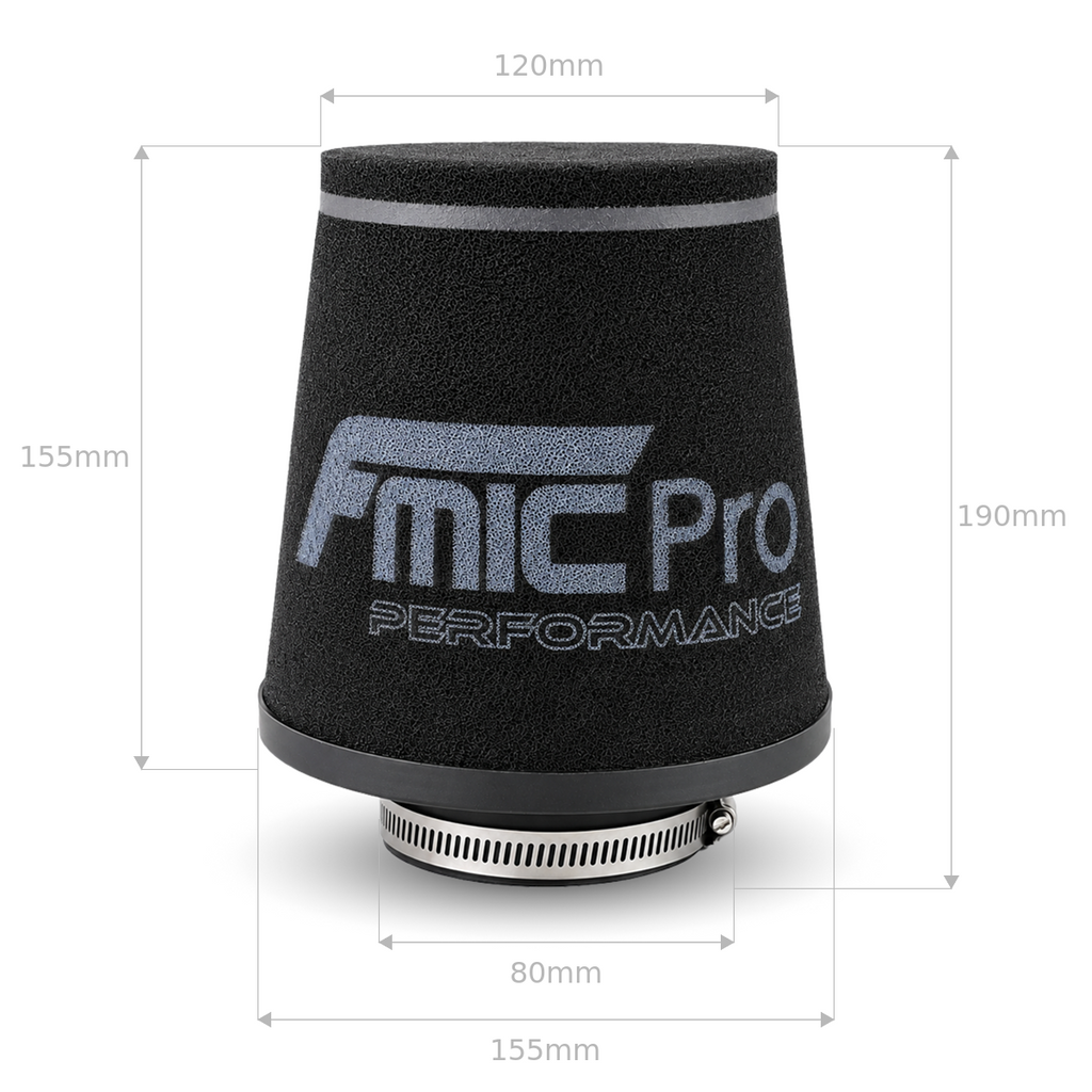 Filtro de aire cónico de espuma FMIC.Pro longitud 155 mm diámetro de montaje 80 mm