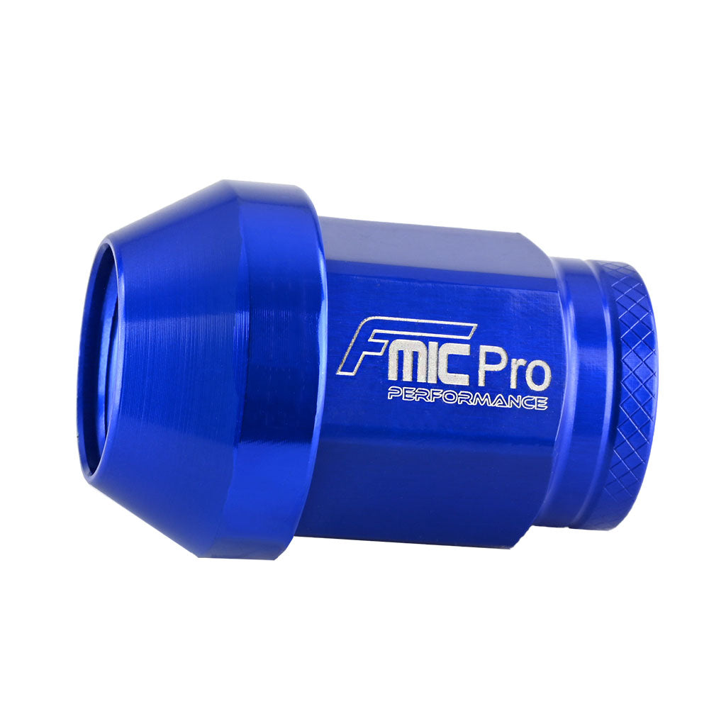 Tuerca de rueda de aluminio forjado FMIC.Pro M14x1,5 azul 1 ud. cónica pasante 7075-T6