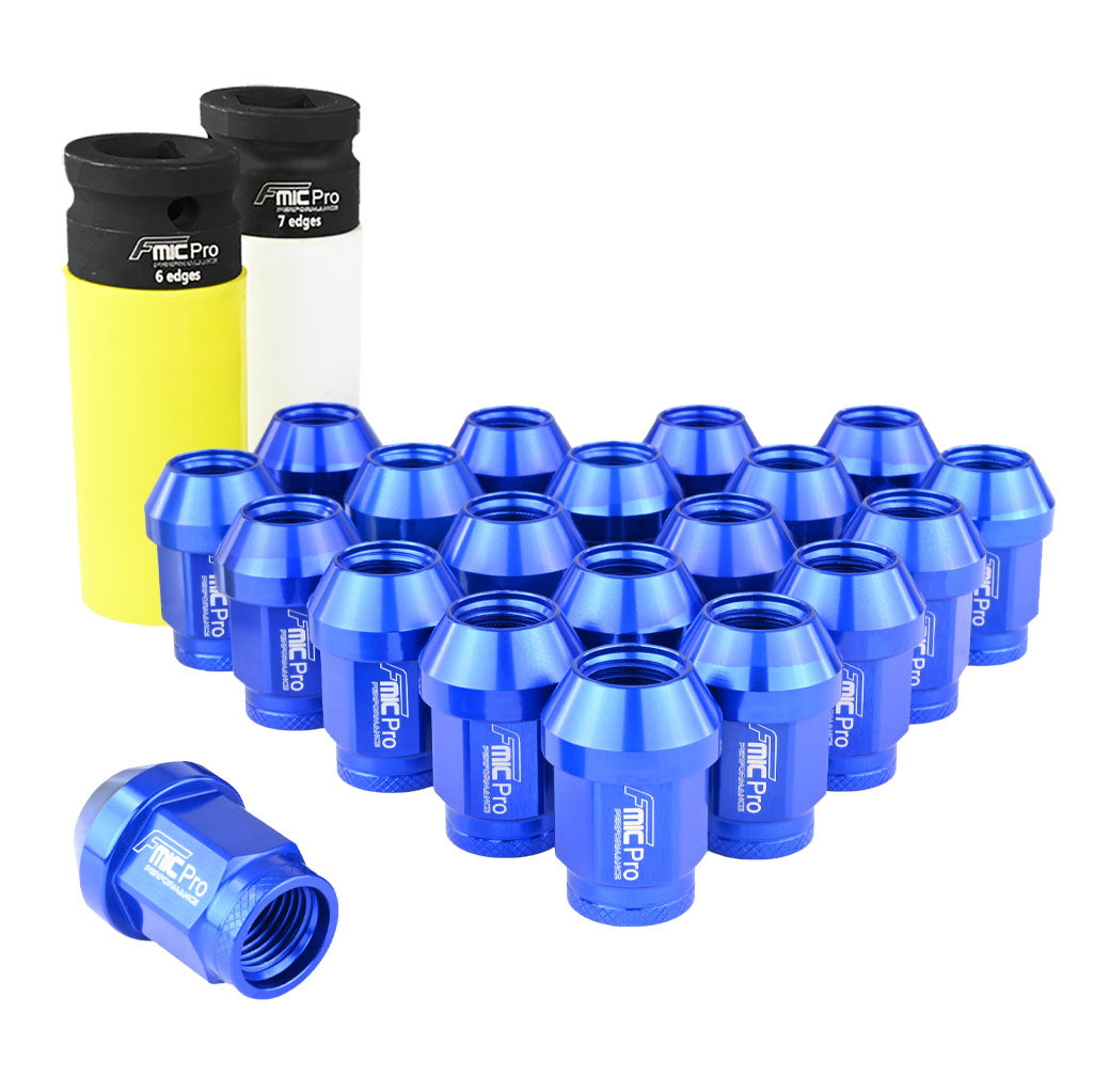 Tuercas de rueda de aluminio FMIC.Pro M12x1,25 azul 20 uds. cónicas pasantes
