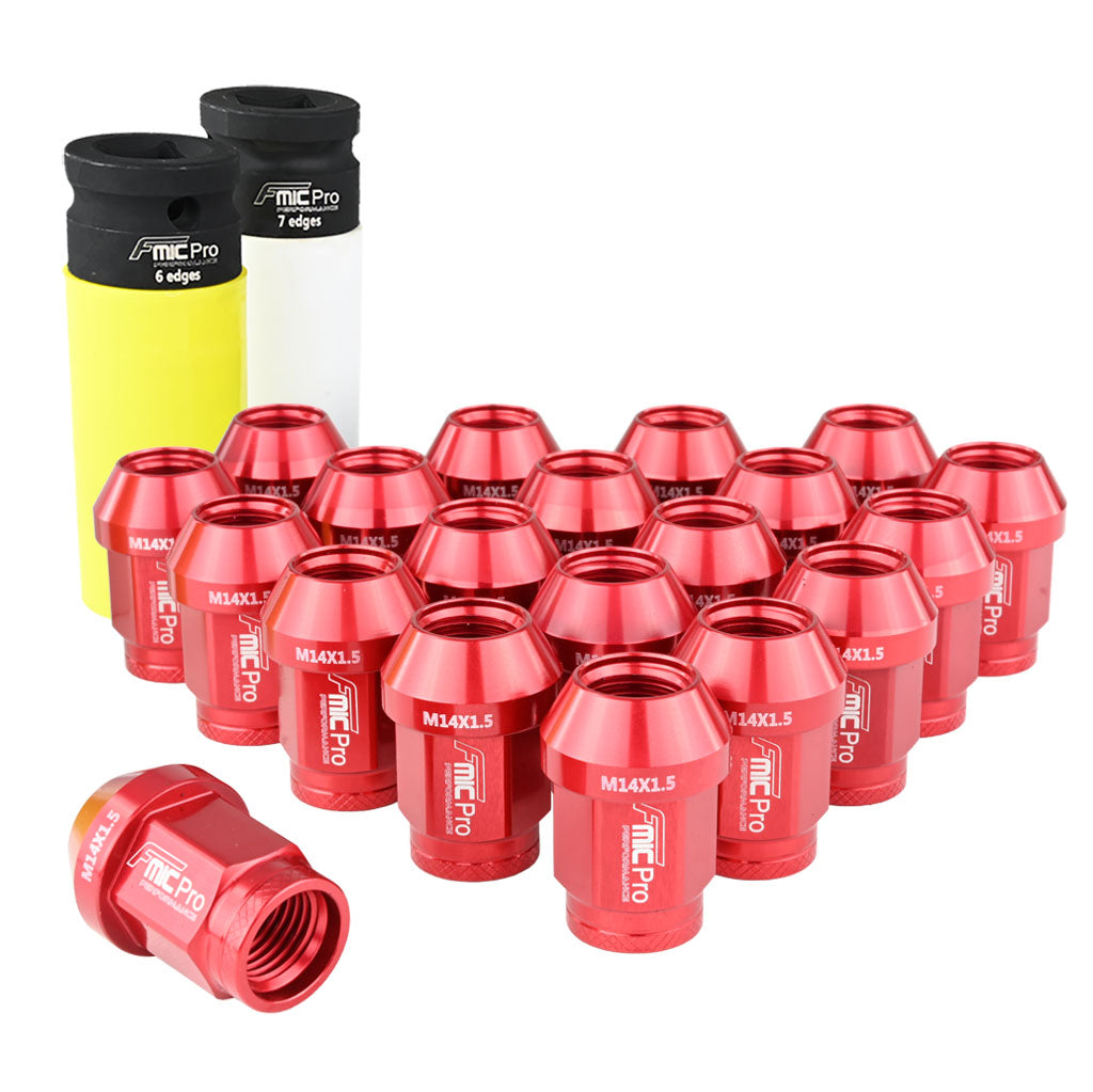 Tuercas de rueda de aluminio FMIC.Pro M12x1,5 rojo 20 uds. cónicas pasantes