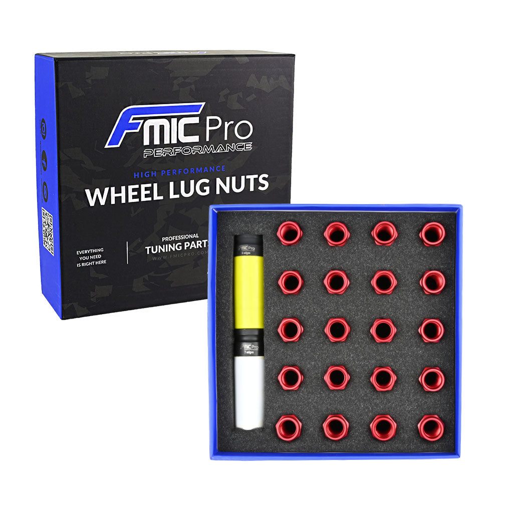 Tuercas de rueda de aluminio FMIC.Pro M12x1,5 rojo 20 uds. cónicas pasantes