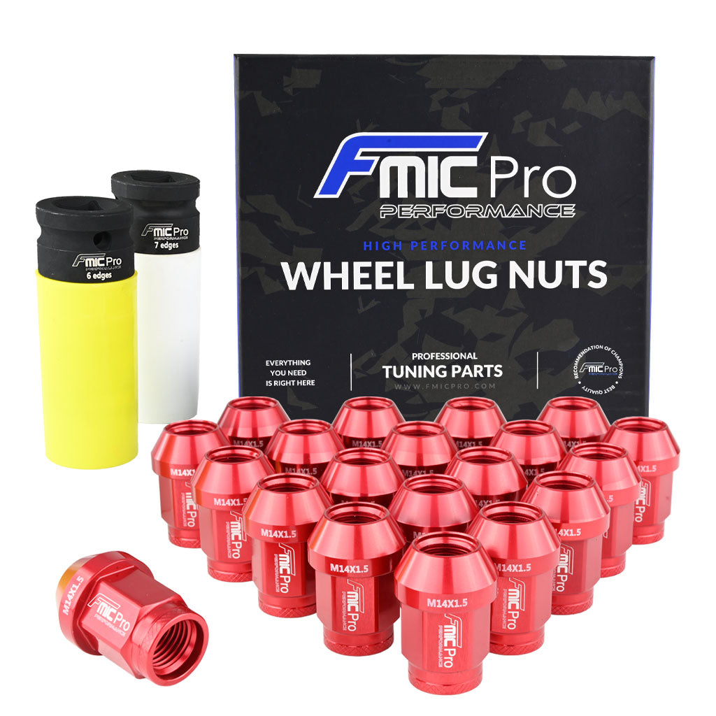Tuercas de rueda de aluminio FMIC.Pro M12x1,25 rojo 20 uds. cónicas pasantes
