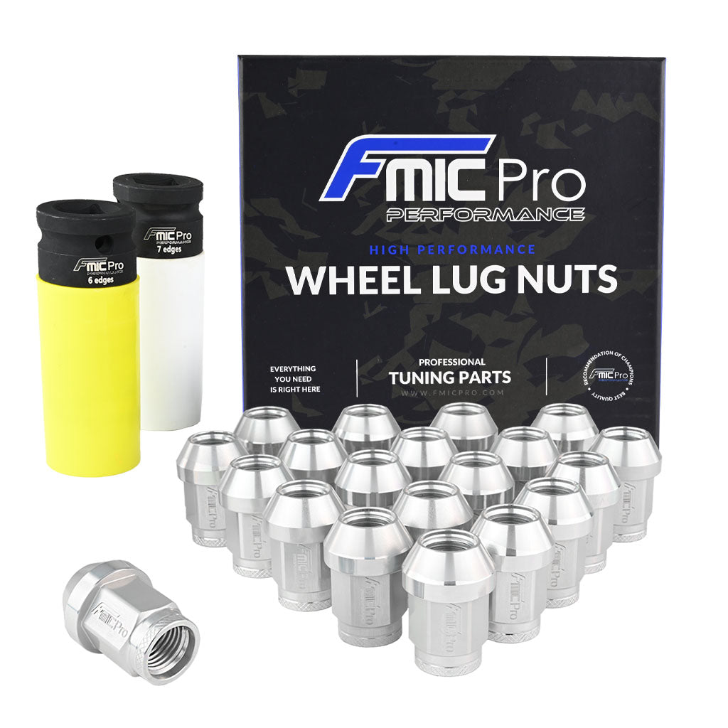 Tuercas de rueda de aluminio FMIC.Pro M14x1.25 plata 20 uds. cónicas pasantes