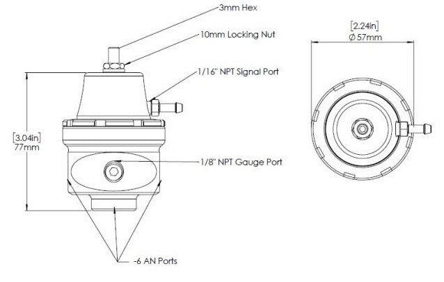 Turbosmart Regulador de presión de combustible AN6 Negro
