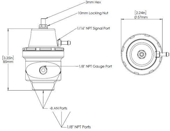 Turbosmart Regulador de presión de combustible AN8