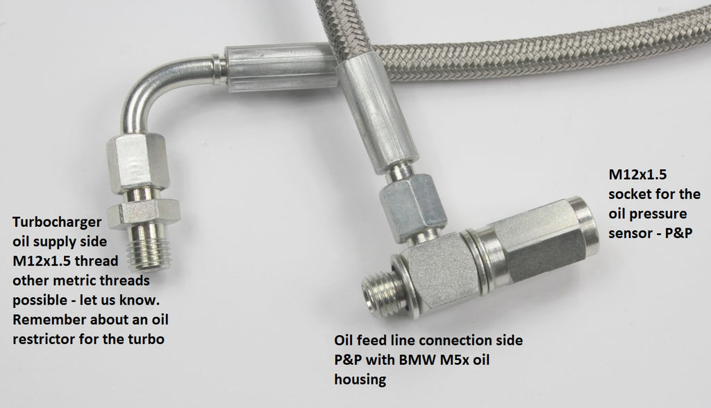 Línea de alimentación de aceite del turbocompresor FTWL para BMW M50 / M52 / M54 / S54 turbo - M12x1,5