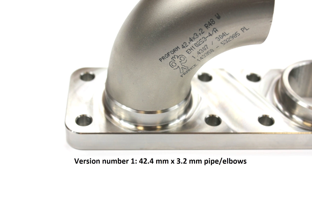 Brida de escape 3D de acero inoxidable mecanizada CNC desde macizo 42,4 mm FTWL para BMW M50 / M52 / M54
