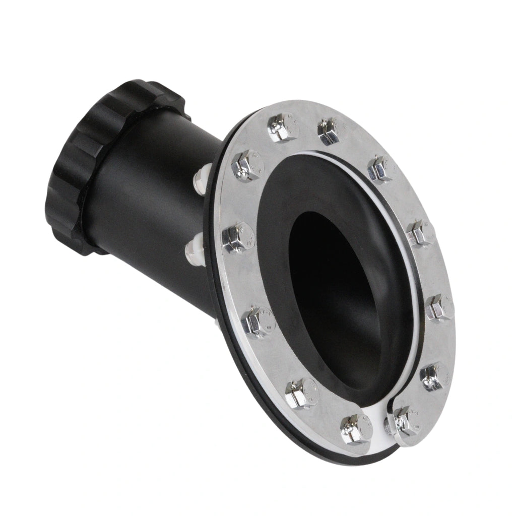 Cuello de llenado para fuel cell 45º aluminio negro con junta PTFE