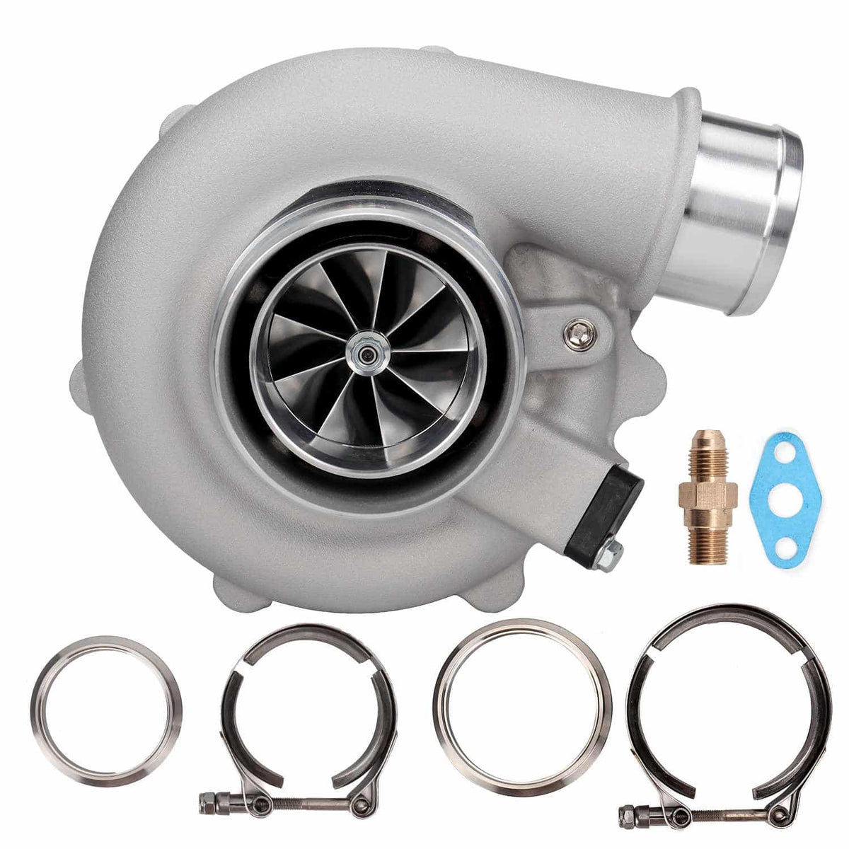 Turbocompresor Pulsar PSR 5455G 660 CV 0,82 acero inoxidable entrada V-Band 2,5" salida V-Band 3" cojinete de bolas