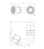 Extremo de manguera PTFE AN12 120°
