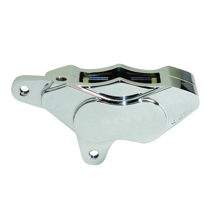 Pinza de freno delantera izquierda Wilwood 120-7737 GP310 para motocicleta, modelos 84-99, con montaje en espárrago, 4 pistones, cromada.