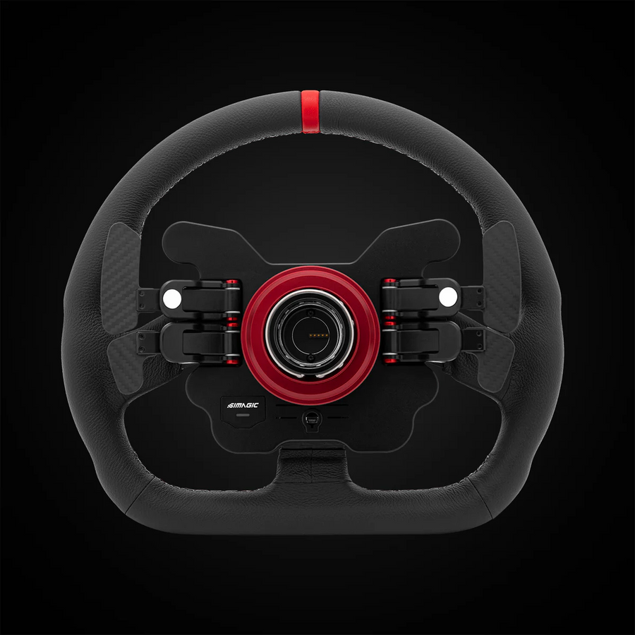 Volante GT1 de cuero 330 mm tipo D SIMAGIC con levas de cambio para simulador Simracing – otra vista
