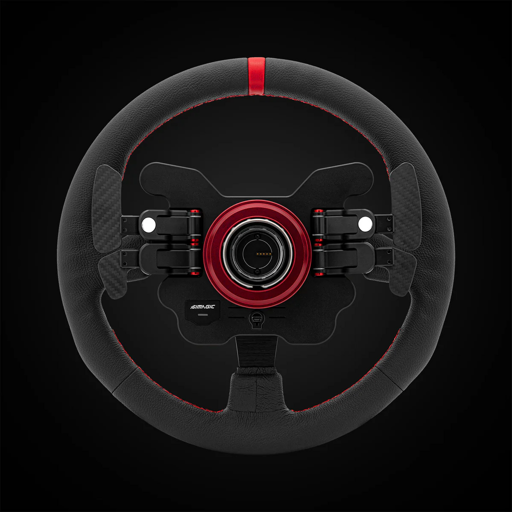 Volante GT1 de cuero tipo R de 330 mm SIMAGIC con levas de cambio para simulador simracing