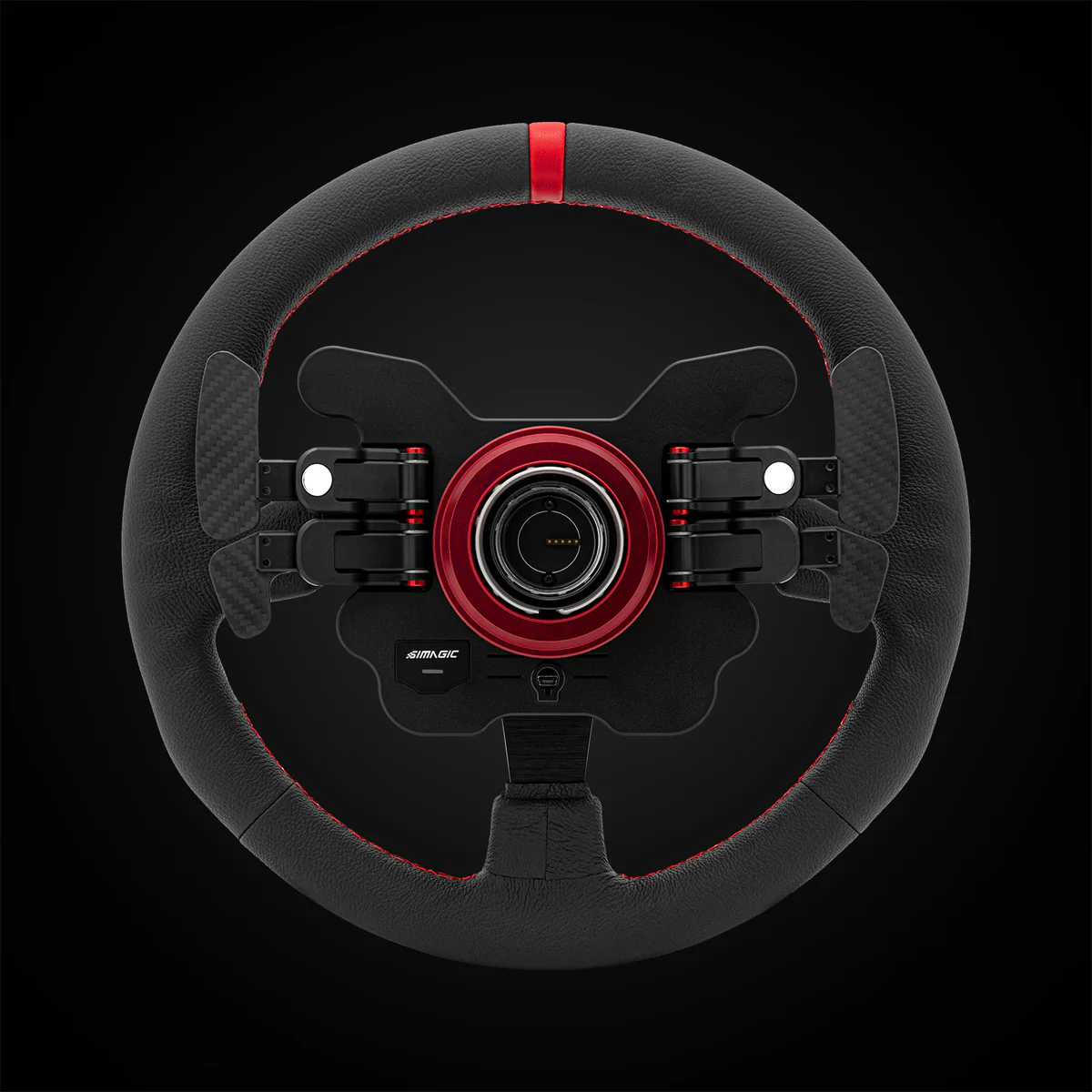 Volante GT1 de cuero tipo R de 330 mm SIMAGIC con levas de cambio para simulador simracing