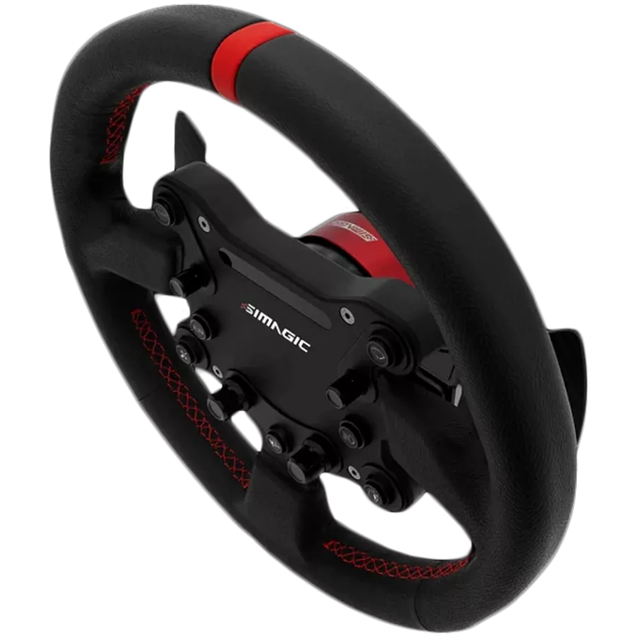 Volante de cuero GT Sport SIMAGIC con levas de cambio para simulador simracing