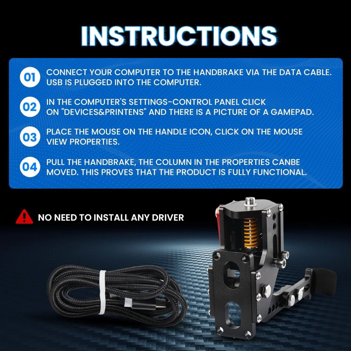 Freno de mano Hall SIMSONN para simulador Simracing - Negro