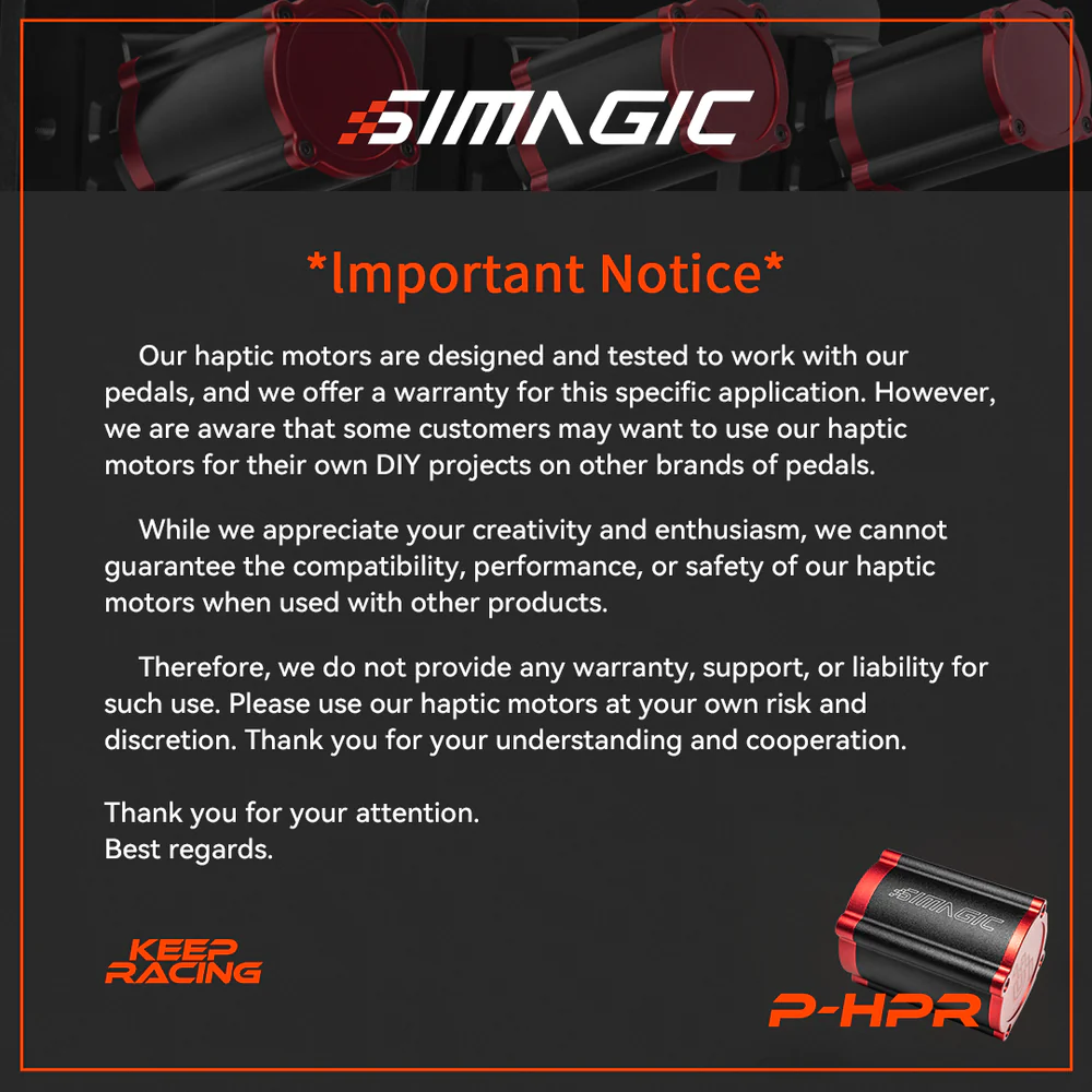 Pedals Haptic Reactor para feedback de vibración Motor lineal HPR SIMAGIC Simulador Simracing