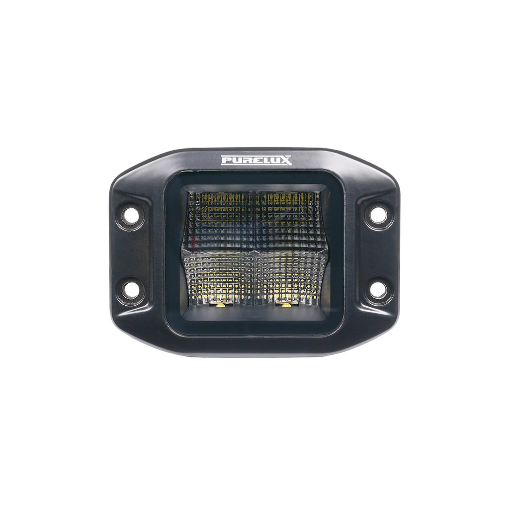 Faro de trabajo LED Purelux negro empotrable cuadrado 12 cm 40W haz ancho