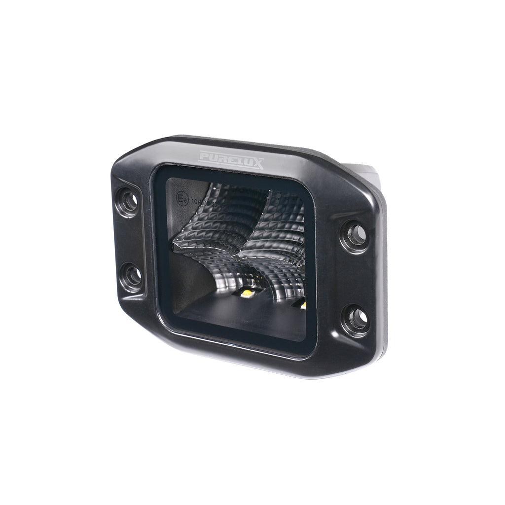 Faro de trabajo LED Purelux negro empotrable cuadrado 12 cm 40W haz ancho