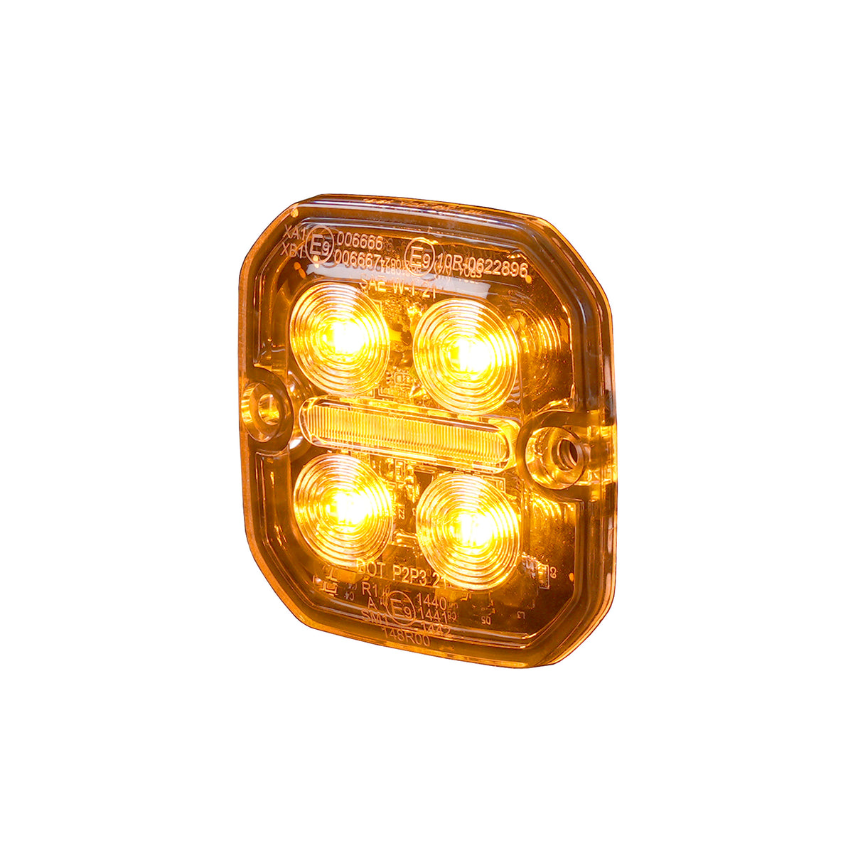 Luz de advertencia y posición LED Purelux Ultra Slim Square ámbar / rojo 60 mm 12V 24V 8W